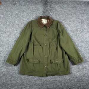 L.L. Bean Women's Olive Utility Jacket with Brown Collar